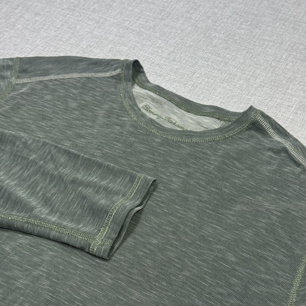 Tommy Bahama Shirt Mens XL Green Long Sleeve Crewneck Modal Polyester
